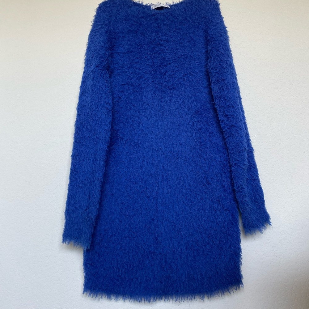 MAXMARA runway sweater fuzzy dress blue royal rare
